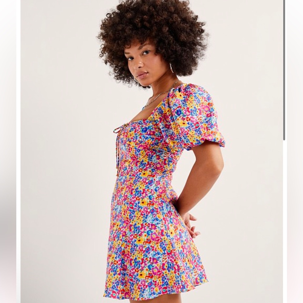 For Love and Lemons Sasha Mini Dress Blue Dizzy Floral